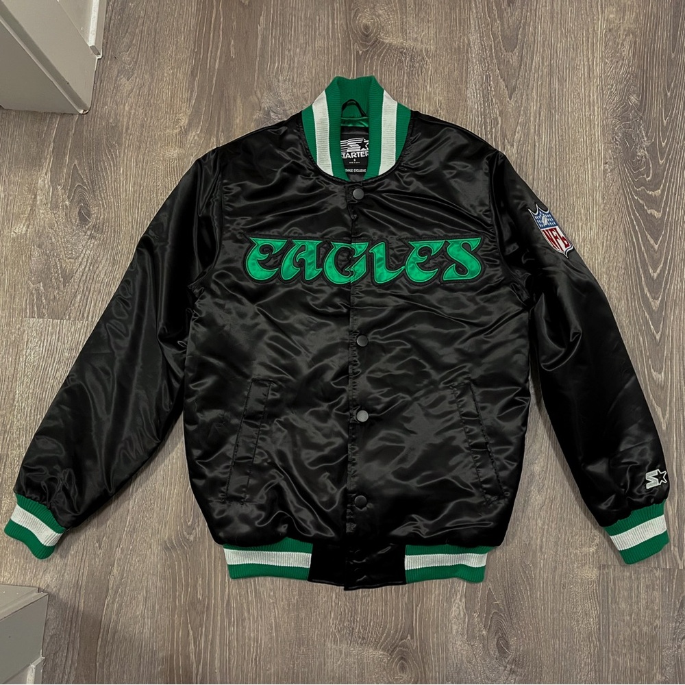 HOMAGE x Starter Eagles Blackout Satin Jacket - Men's Small